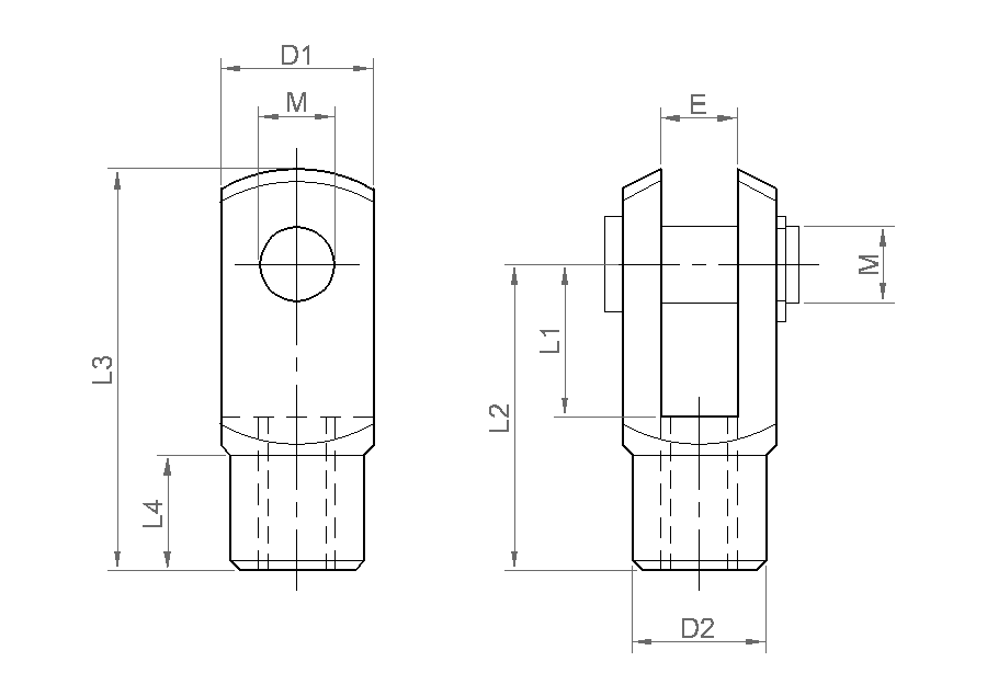 Technical Drawing of steel rod clevis