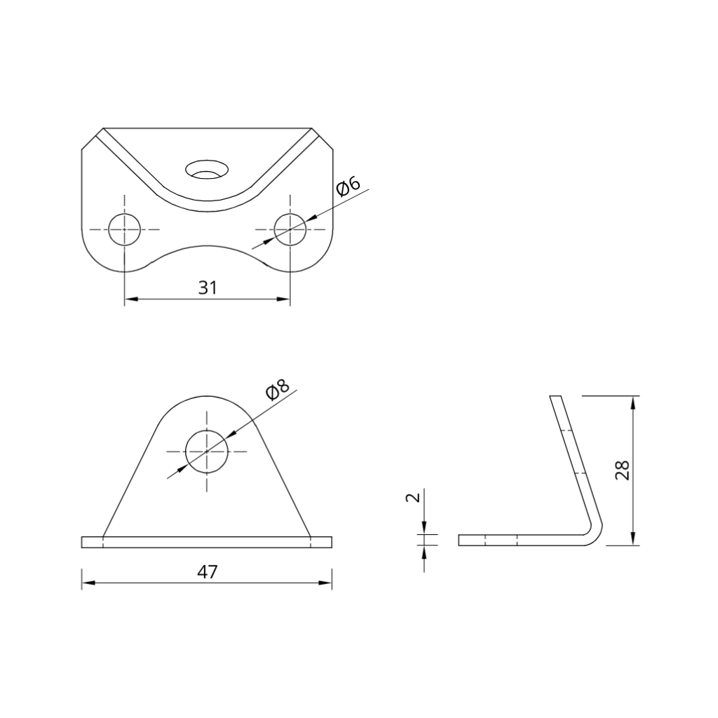 Drawing of GS200 canopy bracket