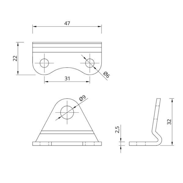 Technical Drawing of GS100 bracket