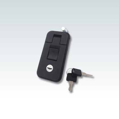 product image of a black push lock also known as a pressure lock for canopies, trailers, campers and generators.