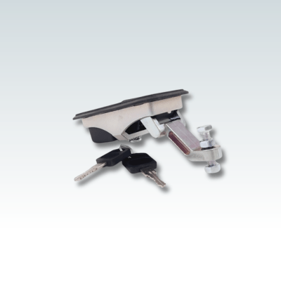 side view product image of a black push lock also known as a pressure lock for canopies, trailers, campers and generators.